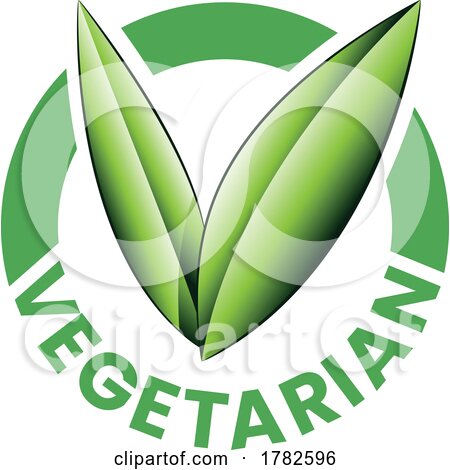 Vegetarian Round Icon with Shaded Green Leaves - Icon 6 by cidepix