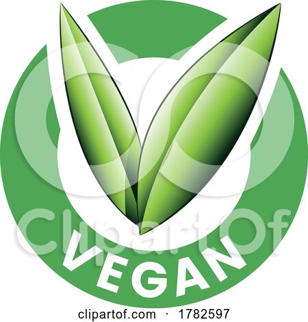 Vegan Round Icon with Shaded Green Leaves - Icon 4 by cidepix
