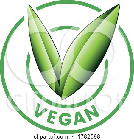 Vegan Round Icon with Shaded Green Leaves - Icon 5 by cidepix