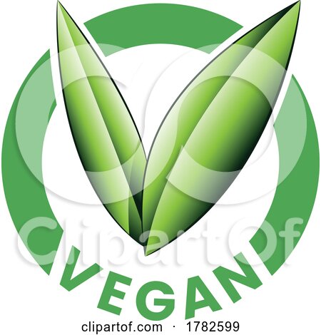 Vegan Round Icon with Shaded Green Leaves - Icon 6 by cidepix