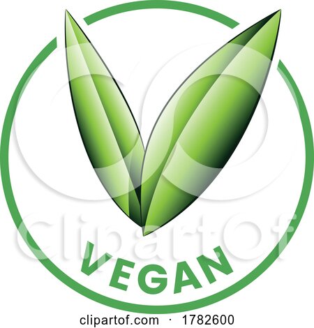 Vegan Round Icon with Shaded Green Leaves - Icon 7 by cidepix