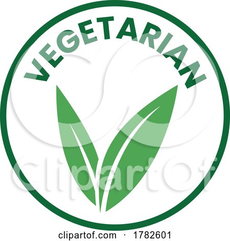 Vegetarian Round Icon with Green Leaves and Dark Green Text - Icon 1 by cidepix