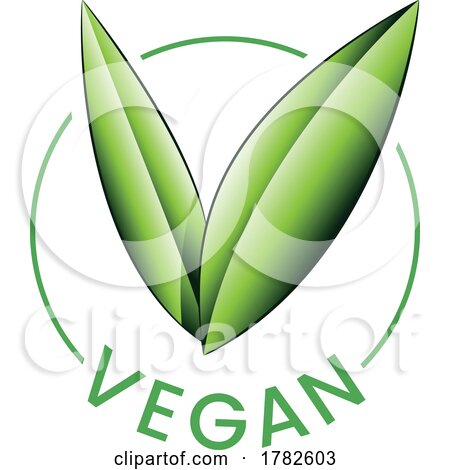 Vegan Round Icon with Shaded Green Leaves - Icon 3 by cidepix