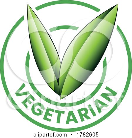 Vegetarian Round Icon with Shaded Green Leaves - Icon 5 by cidepix
