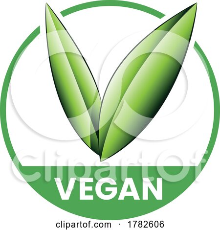 Vegan Round Icon with Shaded Green Leaves - Icon 2 by cidepix