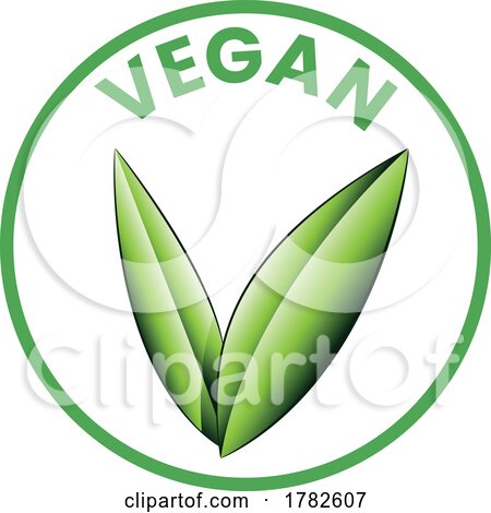 Vegan Round Icon with Shaded Green Leaves - Icon 1 by cidepix
