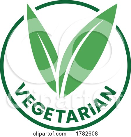 Vegetarian Round Icon with Green Leaves and Dark Green Text - Icon 7 by cidepix