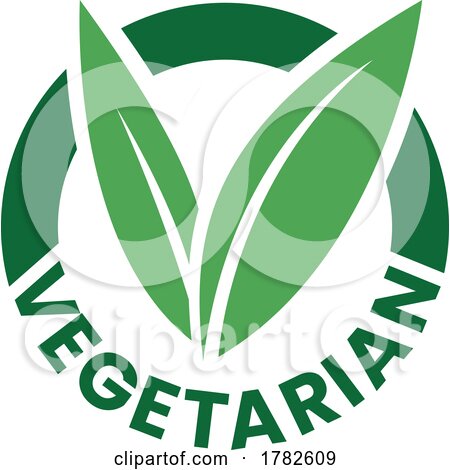Vegetarian Round Icon with Green Leaves and Dark Green Text - Icon 6 by cidepix