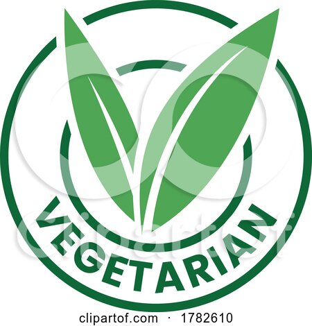 Vegetarian Round Icon with Green Leaves and Dark Green Text - Icon 5 by cidepix