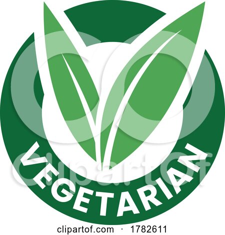 Vegetarian Round Icon with Green Leaves and Dark Green Text - Icon 4 by cidepix