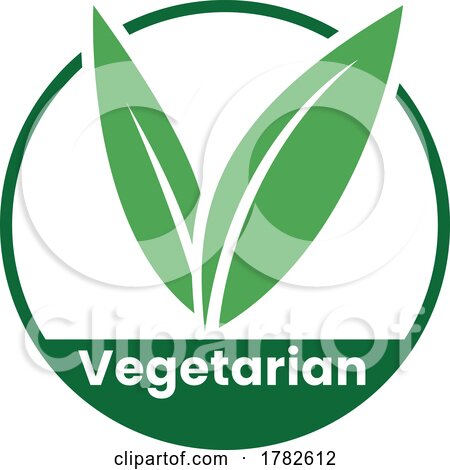 Vegetarian Round Icon with Green Leaves and Dark Green Text - Icon 2 by cidepix