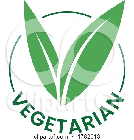 Vegetarian Round Icon with Green Leaves and Dark Green Text - Icon 3 by cidepix