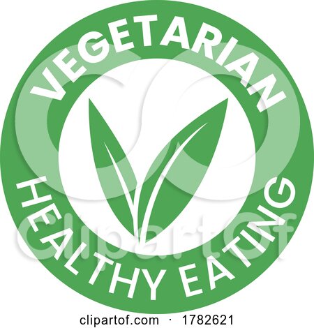 Vegetarian Healthy Eating Round Icon with Green Leaves by cidepix
