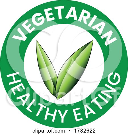 Vegetarian Healthy Eating Round Icon with Shaded Green Leaves by cidepix