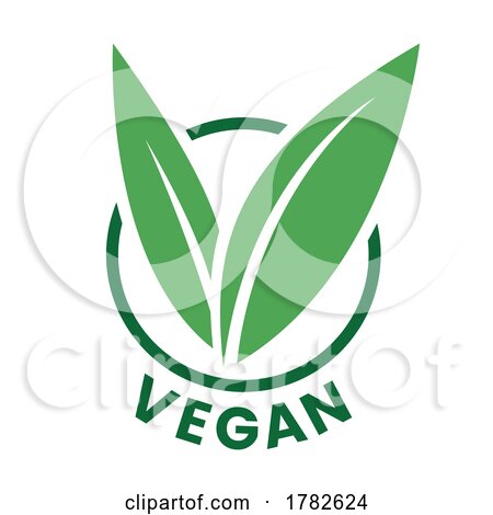 Vegan Round Icon with Green Leaves and Dark Green Text - Icon 8 by cidepix