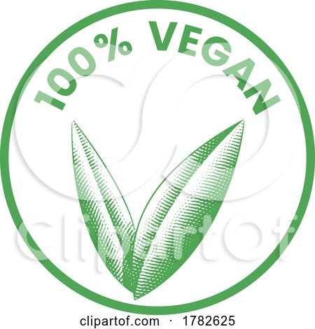 %100 Vegan Round Icon with Engraved Green Leaves - Icon 1 by cidepix