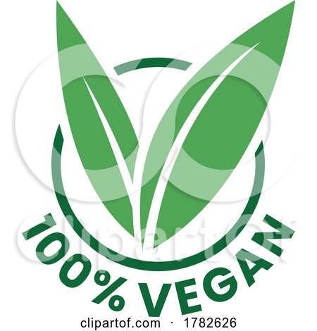 %100 Vegan Round Icon with Green Leaves and Dark Green Text - Icon 8 by cidepix