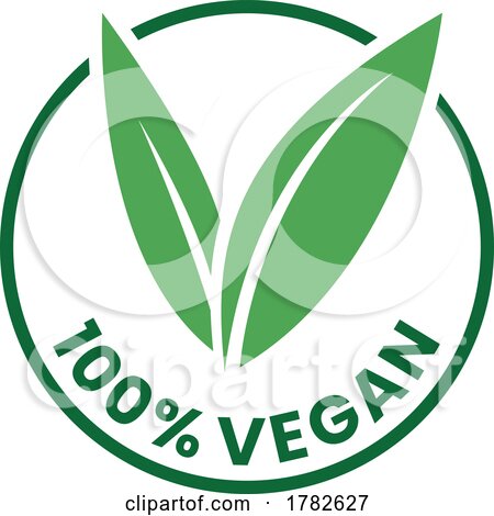 %100 Vegan Round Icon with Green Leaves and Dark Green Text - Icon 7 by cidepix