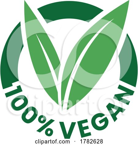 %100 Vegan Round Icon with Green Leaves and Dark Green Text - Icon 6 by cidepix