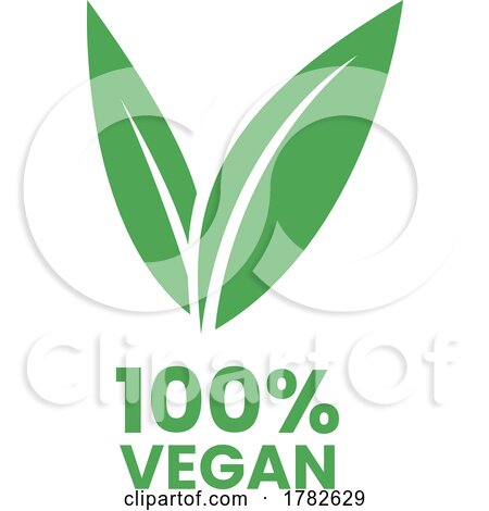 %100 Vegan Icon with Green Leaves by cidepix