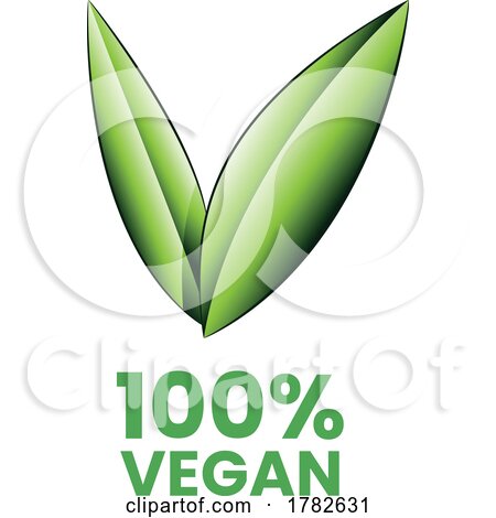 %100 Vegan Icon with Shaded Green Leaves by cidepix
