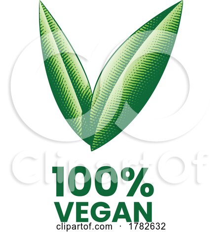 %100 Vegan Icon with Green Engraved Leaves by cidepix