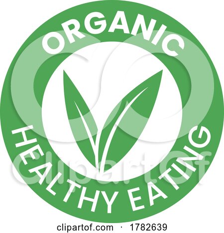 Organic Healthy Eating Round Icon with Green Leaves by cidepix