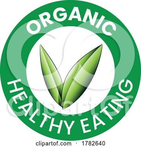 Organic Healthy Eating Round Icon with Shaded Green Leaves by cidepix