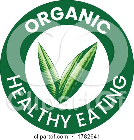 Organic Healthy Eating Round Icon with Engraved Green Leaves by cidepix