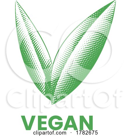 Vegan Icon with Engraved Green Leaves by cidepix
