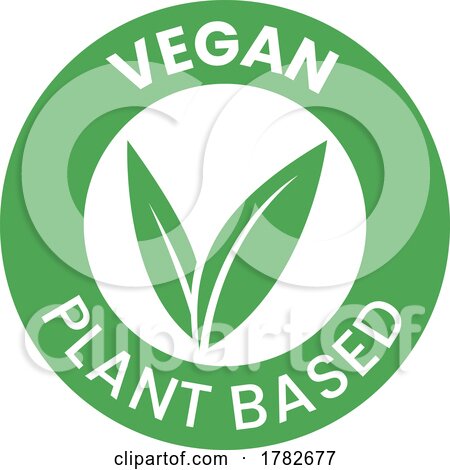 Vegan Plant Based Round Icon with Green Leaves by cidepix