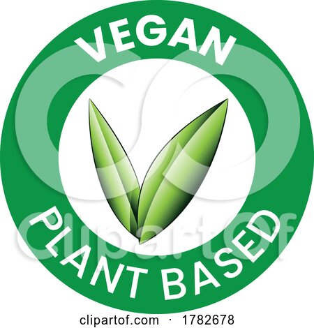 Vegan Plant Based Round Icon with Shaded Green Leaves by cidepix