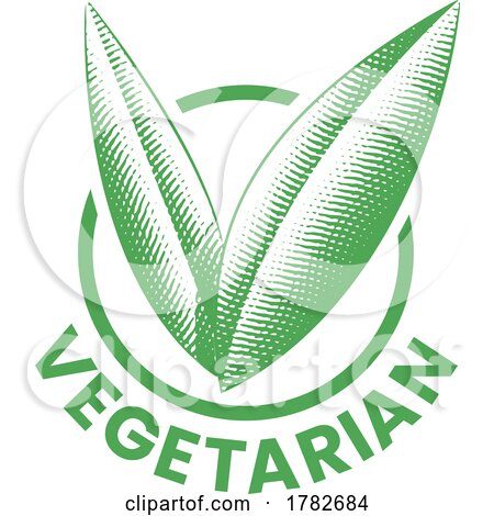 Vegetarian Round Icon with Engraved Green Leaves - Icon 8 by cidepix
