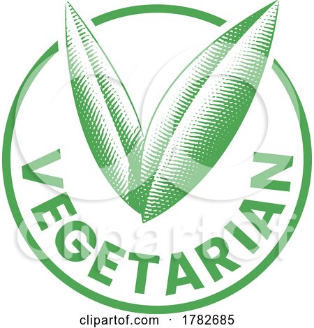 Vegetarian Round Icon with Engraved Green Leaves - Icon 9 by cidepix