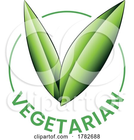 Vegetarian Round Icon with Shaded Green Leaves - Icon 3 by cidepix