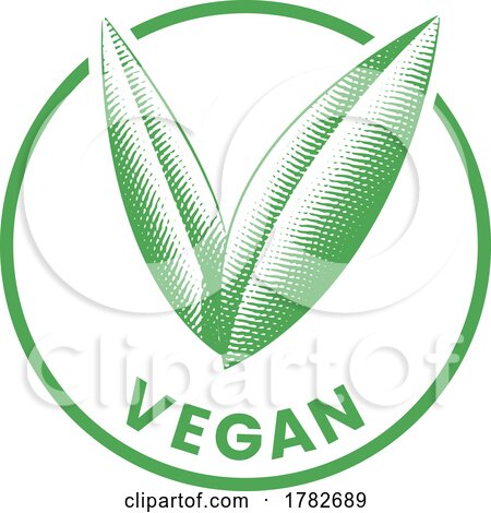 Vegan Round Icon with Engraved Green Leaves - Icon 7 by cidepix