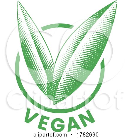 Vegan Round Icon with Engraved Green Leaves - Icon 8 by cidepix