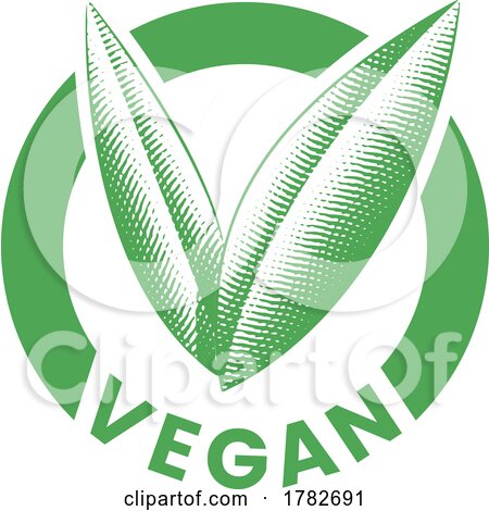 Vegan Round Icon with Engraved Green Leaves - Icon 6 by cidepix