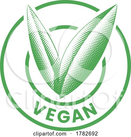 Vegan Round Icon with Engraved Green Leaves - Icon 5 by cidepix