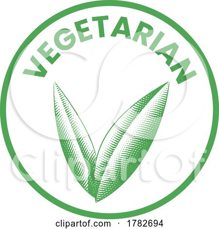 Vegetarian Round Icon with Engraved Green Leaves - Icon 1 by cidepix