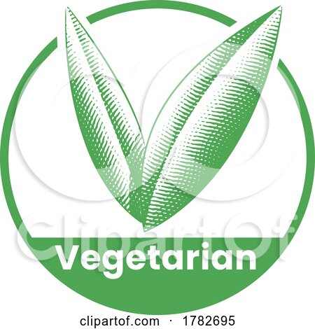 Vegetarian Round Icon with Engraved Green Leaves - Icon 2 by cidepix