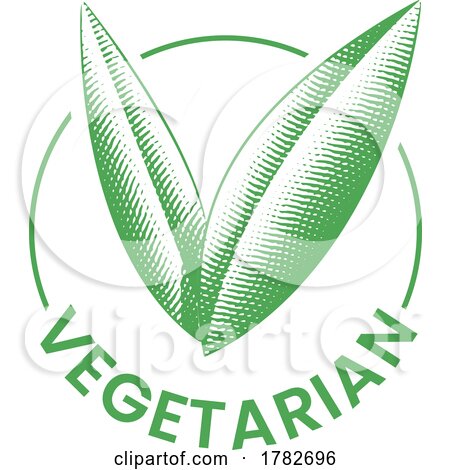 Vegetarian Round Icon with Engraved Green Leaves - Icon 3 by cidepix