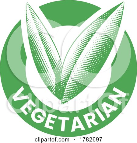 Vegetarian Round Icon with Engraved Green Leaves - Icon 4 by cidepix