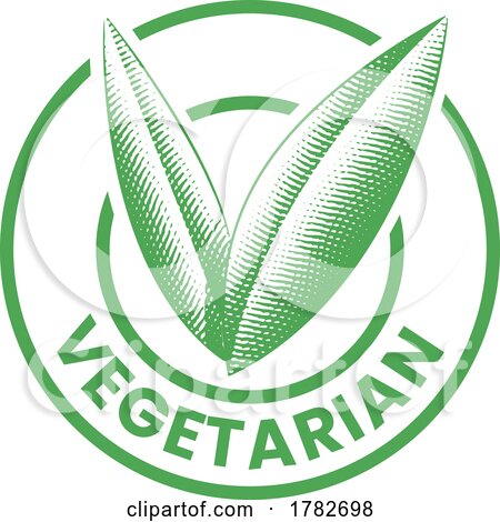 Vegetarian Round Icon with Engraved Green Leaves - Icon 5 by cidepix