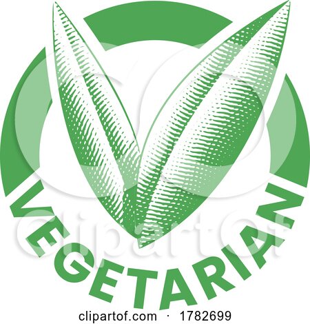 Vegetarian Round Icon with Engraved Green Leaves - Icon 6 by cidepix