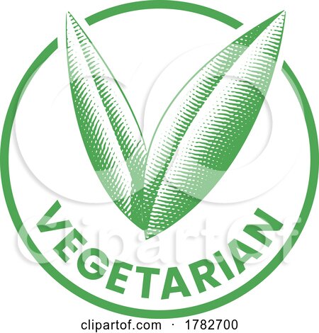 Vegetarian Round Icon with Engraved Green Leaves - Icon 7 by cidepix