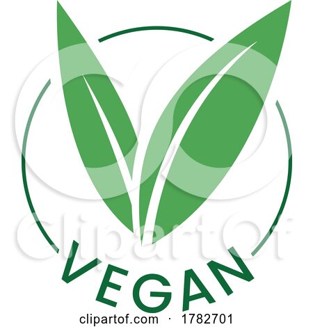Vegan Round Icon with Green Leaves and Dark Green Text - Icon 3 by cidepix