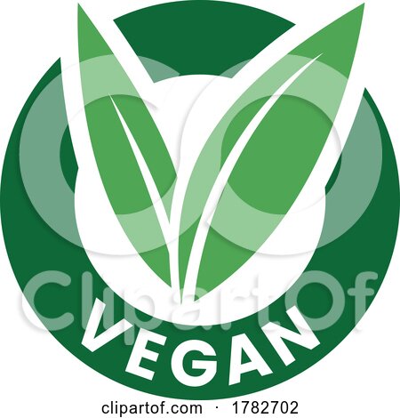 Vegan Round Icon with Green Leaves and Dark Green Text - Icon 4 by cidepix