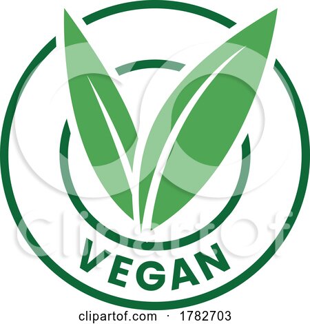 Vegan Round Icon with Green Leaves and Dark Green Text - Icon 5 by cidepix