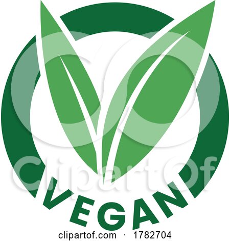 Vegan Round Icon with Green Leaves and Dark Green Text - Icon 6 by cidepix